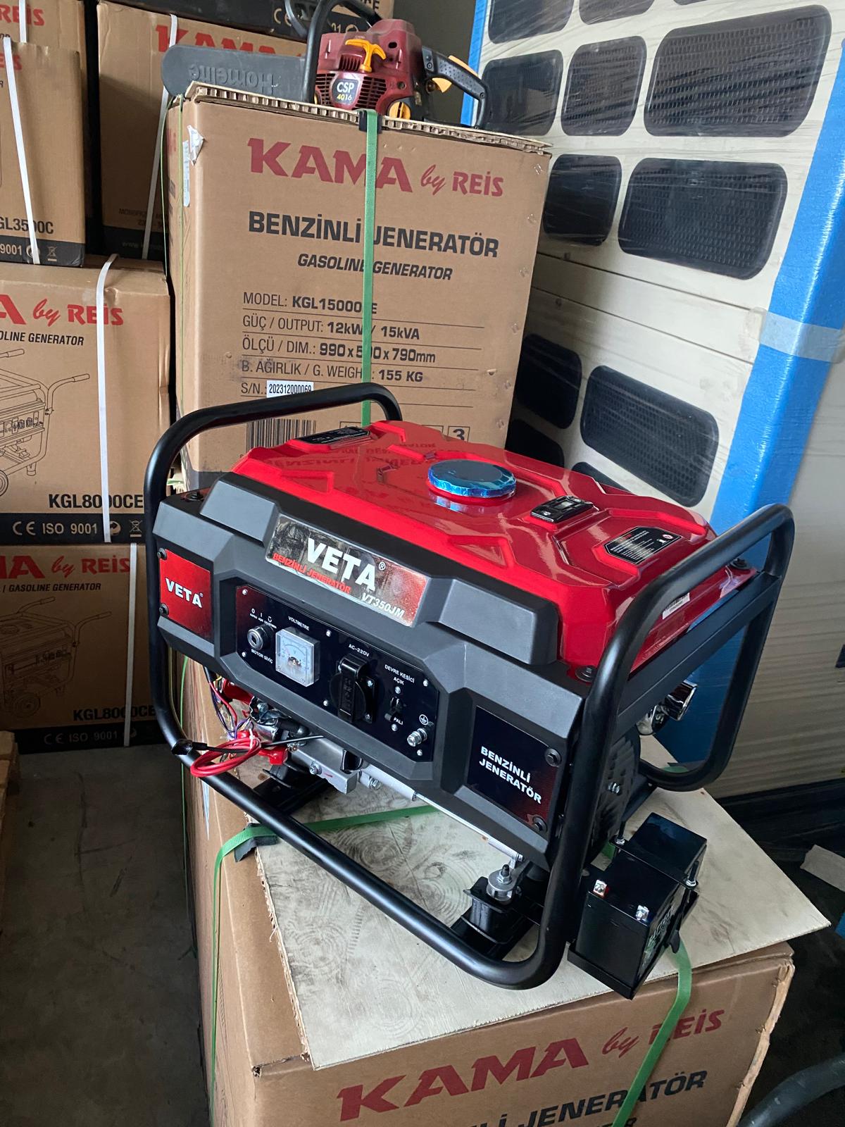 3.5 KVA Jeneratör Benzinli 220 Çıkışlı Otomatik Marşlı Veta VT350JM